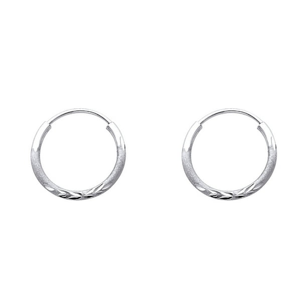 Jewels By Lux 14k White Gold 15 mm Pair Polished Endless Hoop Earrings 